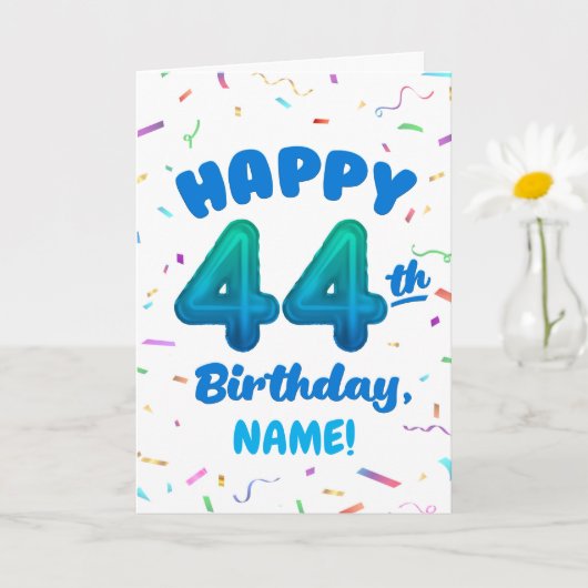 Happy 44th Birthday Card with Custom Name カード (小さな植物)