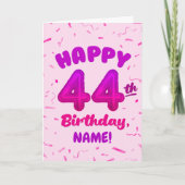Happy 44th Birthday Card with Custom Name カード (正面)