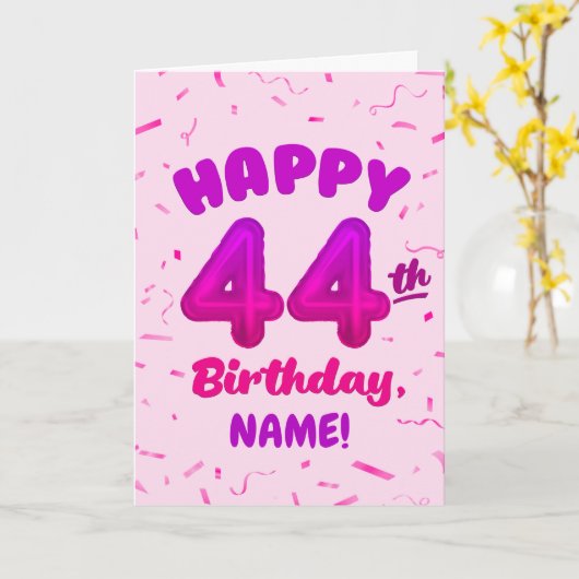 Happy 44th Birthday Card with Custom Name カード (黄色い花)