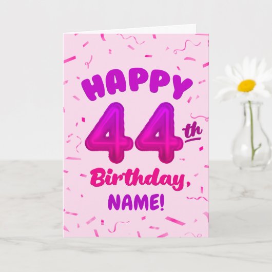 Happy 44th Birthday Card with Custom Name カード (小さな植物)