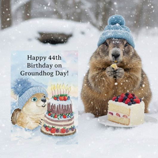  Happy 44th Groundhog Day Birthday  カード