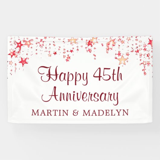 Happy 45th Anniversary Ruby Red Starsバナー 横断幕 (横)