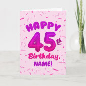 Happy 45th Birthday Card with Custom Name カード (正面)