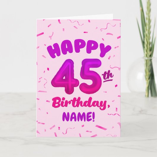 Happy 45th Birthday Card with Custom Name カード (正面)