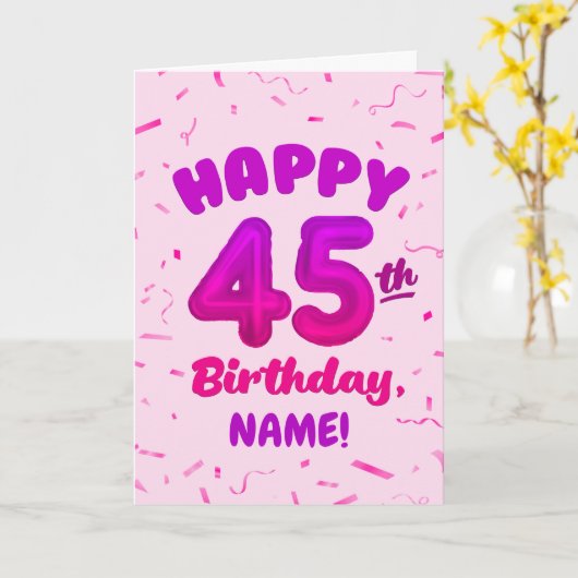 Happy 45th Birthday Card with Custom Name カード (黄色い花)