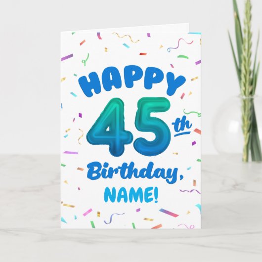 Happy 45th Birthday Card with Custom Name カード (正面)
