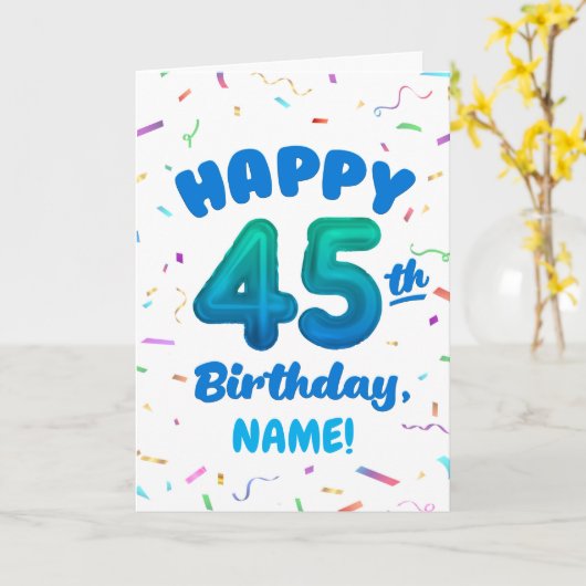 Happy 45th Birthday Card with Custom Name カード (黄色い花)