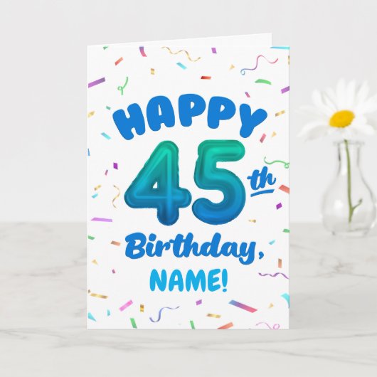 Happy 45th Birthday Card with Custom Name カード (小さな植物)