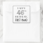 HAPPY 46th誕生日、アールデコスタイル、名前をカスタムする スクエアシール (バッグ)