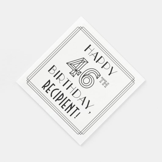 HAPPY 46th誕生日;アールデコスタイル;名前をカスタムする スタンダードランチョンナプキン (角)
