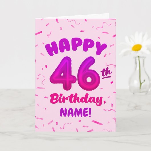 Happy 46th Birthday Card with Custom Name カード (小さな植物)
