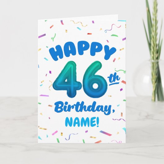 Happy 46th Birthday Card with Custom Name カード (正面)