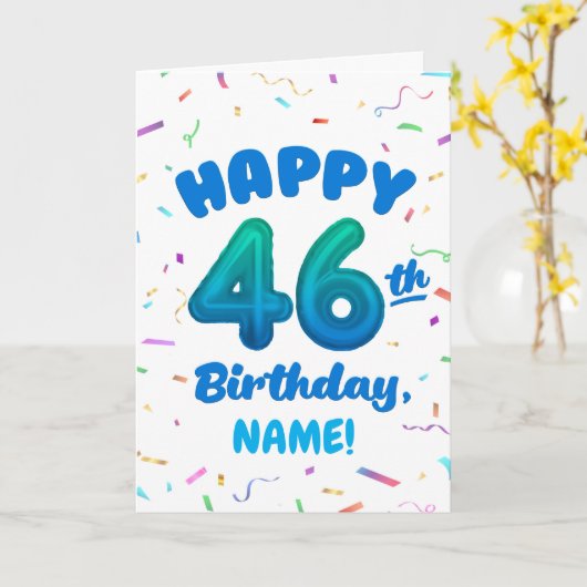 Happy 46th Birthday Card with Custom Name カード (黄色い花)