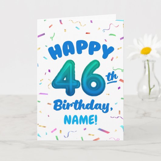 Happy 46th Birthday Card with Custom Name カード (小さな植物)