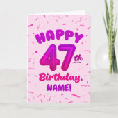 Happy 47th Birthday Card with Custom Name カード (正面)