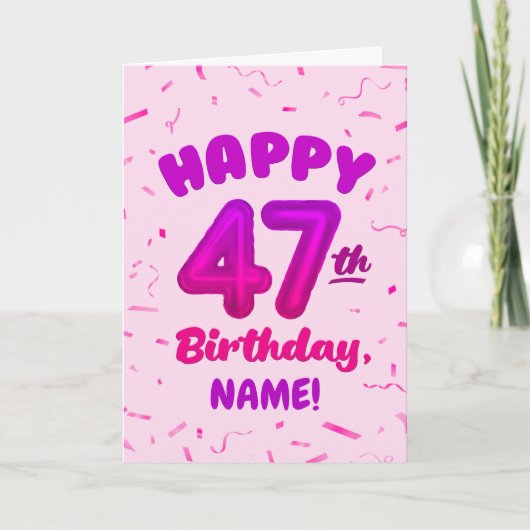 Happy 47th Birthday Card with Custom Name カード (正面)