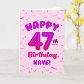Happy 47th Birthday Card with Custom Name カード (黄色い花)