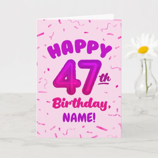 Happy 47th Birthday Card with Custom Name カード (小さな植物)