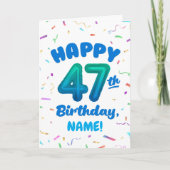 Happy 47th Birthday Card with Custom Name カード (正面)