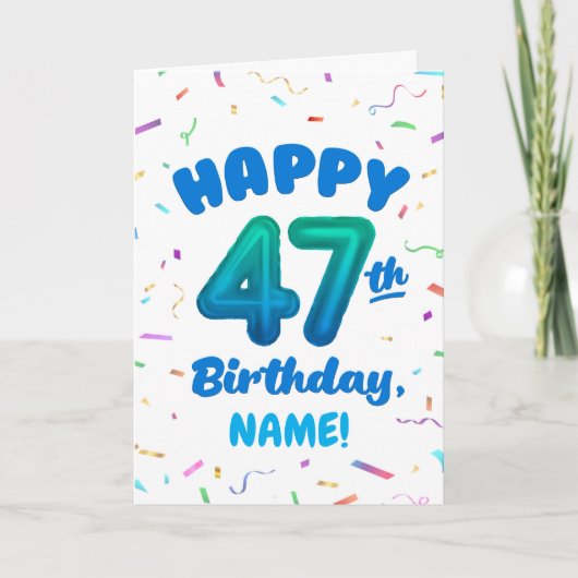 Happy 47th Birthday Card with Custom Name カード (正面)