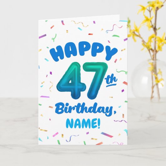 Happy 47th Birthday Card with Custom Name カード (黄色い花)