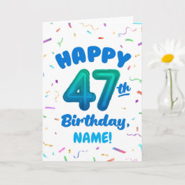 Happy 47th Birthday Card with Custom Name カード