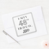 HAPPY 48th誕生日、アールデコスタイル、名前をカスタムする スクエアシール (封筒)