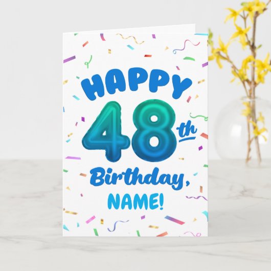 Happy 48th Birthday Card with Custom Name カード (黄色い花)