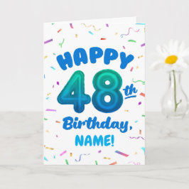 Happy 48th Birthday Card with Custom Name カード