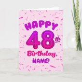 Happy 48th Birthday Card with Custom Name カード (正面)