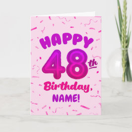 Happy 48th Birthday Card with Custom Name カード