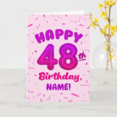 Happy 48th Birthday Card with Custom Name カード (黄色い花)
