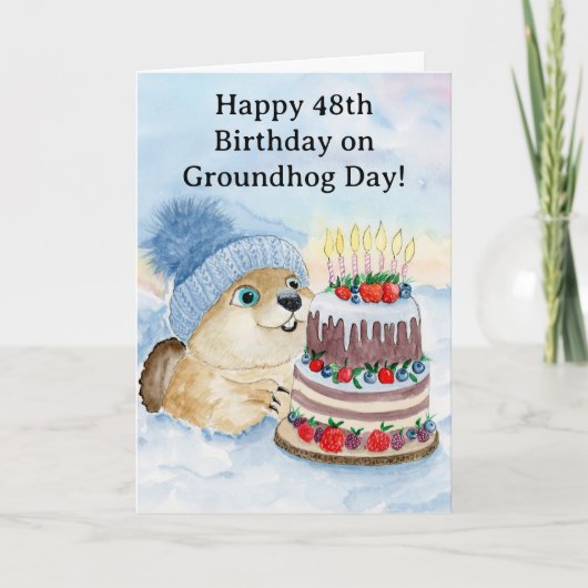  Happy 48th Groundhog Day Birthday  カード (正面)