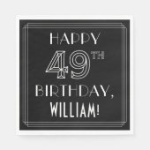 HAPPY 49th誕生日;アールデコスタイル;名前をカスタムする スタンダードランチョンナプキン (正面)