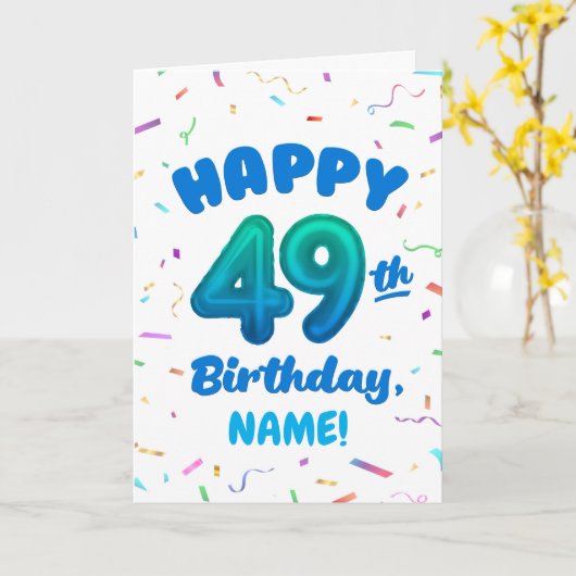 Happy 49th Birthday Card with Custom Name カード (黄色い花)