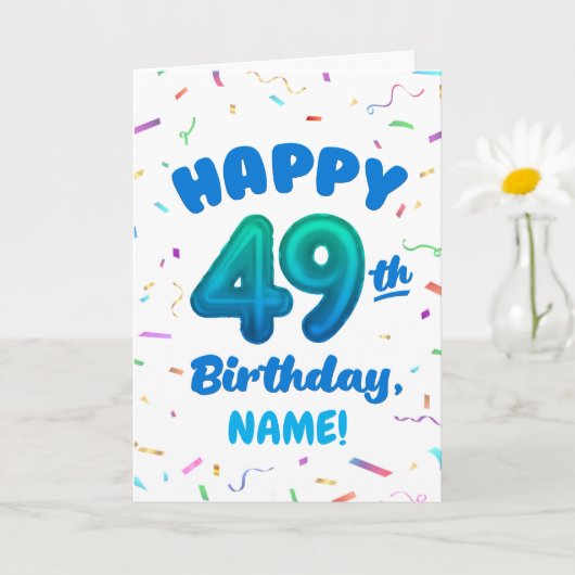 Happy 49th Birthday Card with Custom Name カード (小さな植物)
