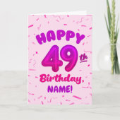 Happy 49th Birthday Card with Custom Name カード (正面)