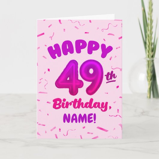 Happy 49th Birthday Card with Custom Name カード (正面)
