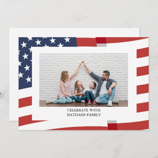 Happy 4 of 7月の独立記念日の写真 シーズンカード (正面/裏面)