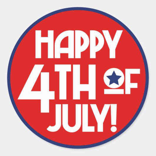 Happy 4 of 7月ワードアートパーティーシール ラウンドシール (正面)