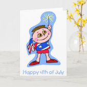 Happy 4 Of 7月kidとスパークラー カード (黄色い花)