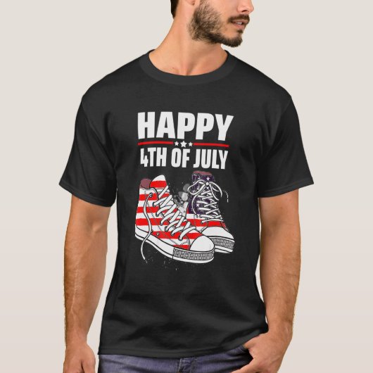 Happy 4 Of 7月Mericaシューズ米国国旗 Tシャツ (正面)