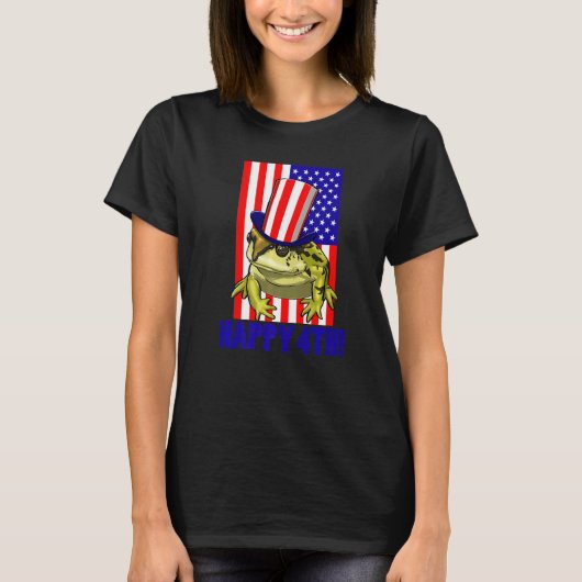 Happy 4Th American Flag Frog  Women Frog Love  1 Tシャツ (正面)