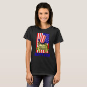 Happy 4Th American Flag Frog  Women Frog Love 2 Tシャツ (正面フル)