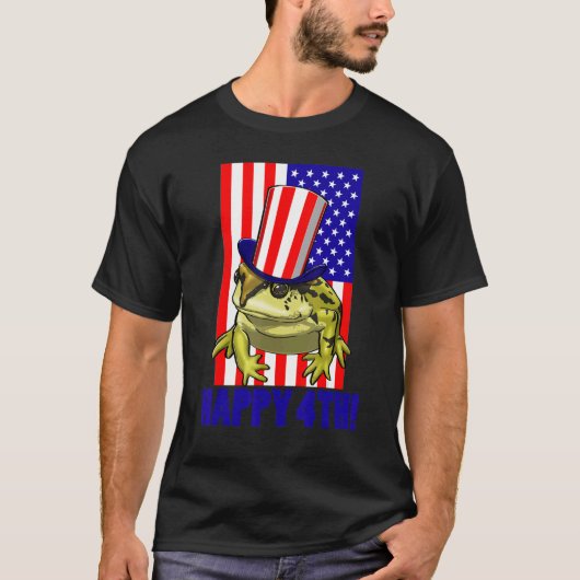 Happy 4Th American Flag Frog  Women Frog Love 2 Tシャツ (正面)