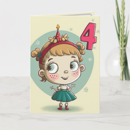 Happy 4th Birthday card for Girls カード (正面)