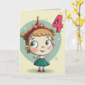 Happy 4th Birthday card for Girls カード (黄色い花)