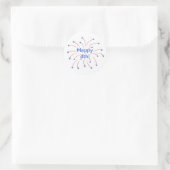 Happy 4th Fireworks Starsスタンプ ラウンドシール (バッグ)
