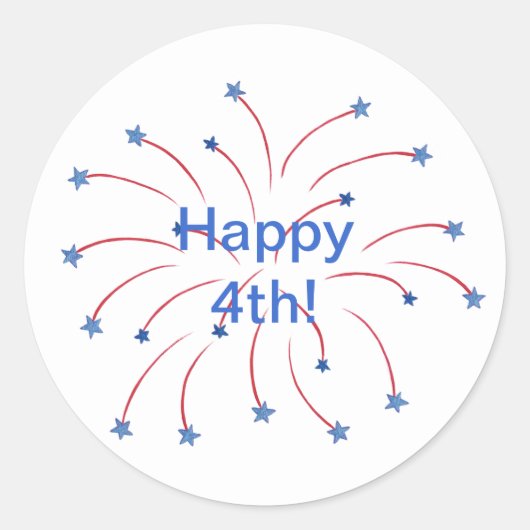 Happy 4th Fireworks Starsスタンプ ラウンドシール (正面)
