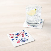 Happy 4th of 7月つるの星ID1103 スクエアペーパーコースター (インサイチュ)